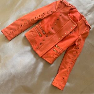 Studded Faux Leather Paneled Biker Jacket Coat